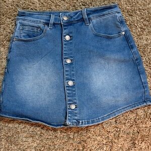 Classic Blue Denim Button-Front Mini Skirt/Skort Size 8